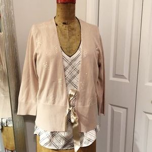 Apostrophe Cardigan with Ribbon Tie